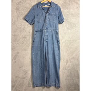 Levi's Short Sleeve Denim Boiler Suit Jumpsuit Utility Wide Leg Women's Large